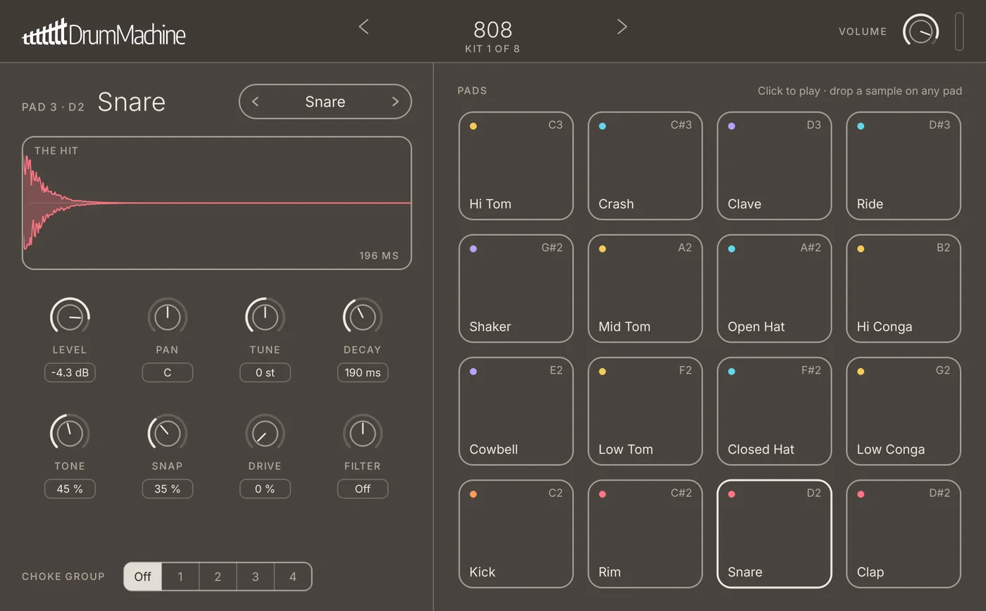 Drum Machine editor